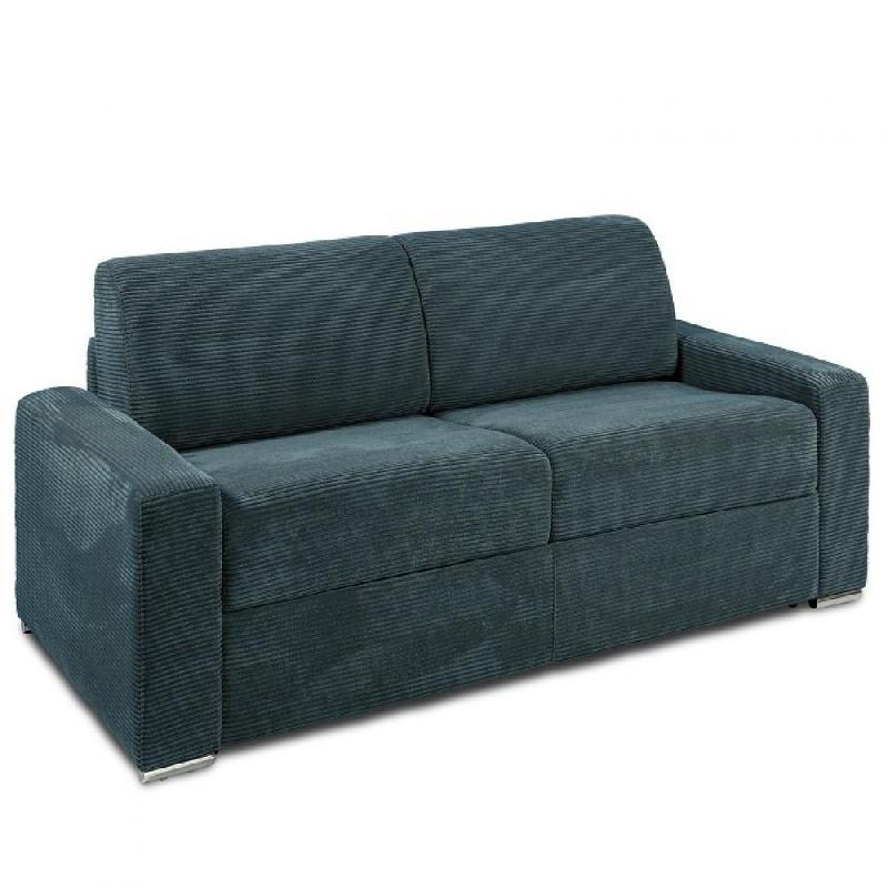 Canapé lit 3 places DREAMER convertible EXPRESS 140cm matelas 16 cm velours côtelé azur_0