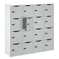 Casier de bureau Lockers 16 cases - Corps blanc, portes gris perle - H 170,9 cm_0