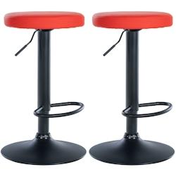 CLP Lot de 2 tabourets de bar Ponte en similicuir Rouge/Métal noir mat - rouge polyester 323495_0