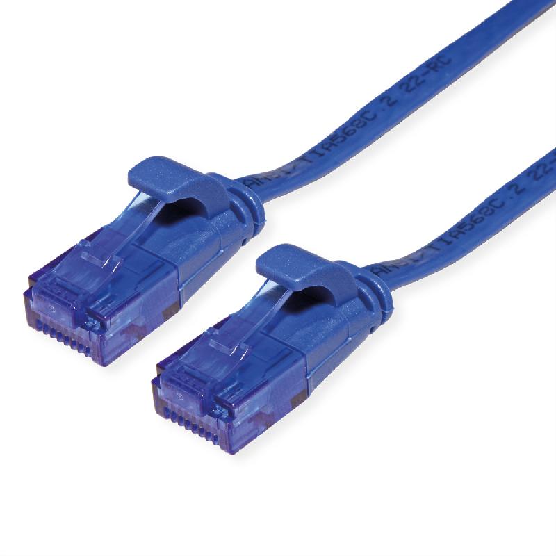 Cordon VALUE Cat.6A (Classe EA) UTP confectionné, plat, bleu, 1 m_0