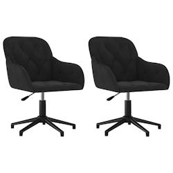 Décoshop26 - Lot de 2 chaises de salle à manger bureau siège pivotant hauteur réglable en velours noir DEC025293 - noir 3000255174751_0
