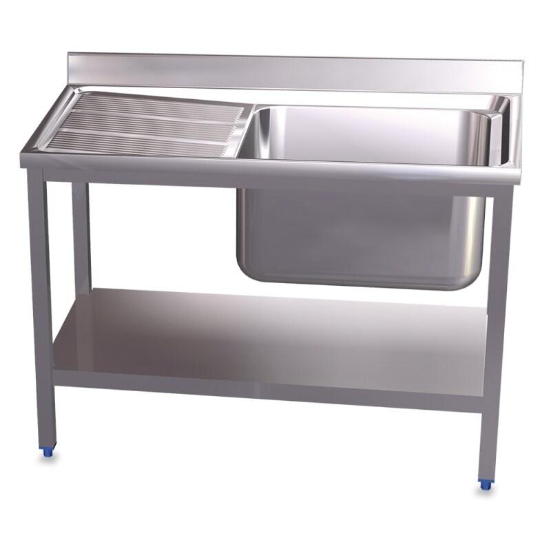 FRICOSMOS Évier avec support, étagère, cuve à droite et égouttoir à gauche. 120x60x85 cm - inox FRFRI001D-4E_0