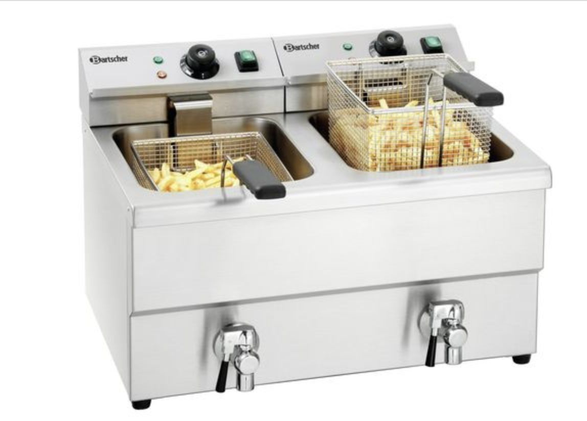 Friteuse double 2x8L - Bartscher Imbiss II - 2 cuves embouties avec vannes de vidange_0