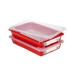 Gilac Bac HACCP rouge 8 L + couvercle + grille x 2 - G160334_0