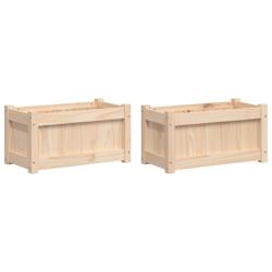 Helloshop26 - Jardinière bac lit surélevé plantes fleurs jardin terrasses lot de 2 bois de pin massif marron 02_0039051 - 3000218003241_0