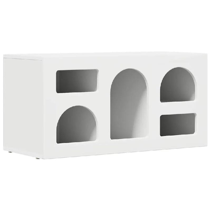 Helloshop26 - Meuble TV moderne avec 5 étagères rangement salon chambre 80 x 35 x 40 cm en bois d'ingénierie blanc 02_0054764 - blanc Bois massif 3_0