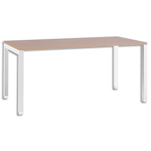 Mt international bureau droit mt1 elégance plateau et piétement u en métal hêtre dim l140 x h74 x p67 cm_0