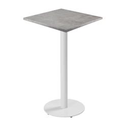 Oviala Business Table haute carrée 60 cm pied blanc et revêtement béton gris clair - gris acier 113126_0