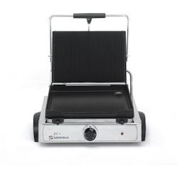 Plaque à snacker électrique Sammic GL-6 mixte (à rainures lisses) avec couvercle, 3000 W, 230 V, thermostat 250°C, corps en acier inoxydable - 5100038_0
