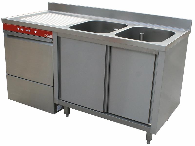 Plonge inox 2 cuves 400x500x275 - égouttoir gauche - sans armoire - espace lave-vaisselle - profondeur 700 mm - gamme Standard Line - 1600x700xh880/900 - L1621VS-AS_0