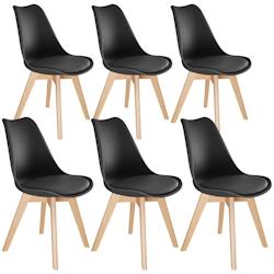 TecTake GmbH tectake Lot 6 chaises salle à manger style scandinave forme ergonomique noir - 406101 - noir plastique 406101_0