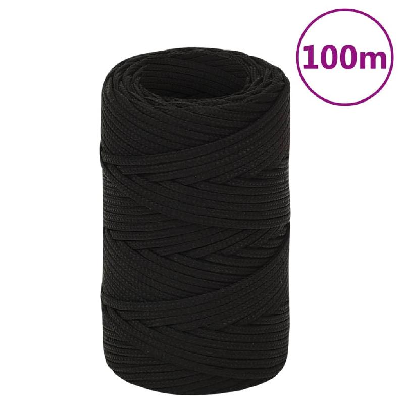 Vidaxl corde de travail noir 2 mm 100 m polyester 152794_0