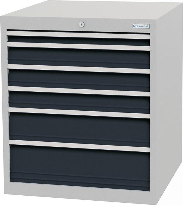Armoire à  tiroirs H819xl705xP736mm grise clair/grise anthracite 5 tiroirs. Extraction totale_0