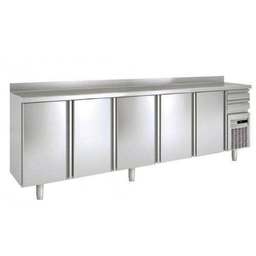 ARRIÈRE BAR RÉFRIGÉRÉ EN INOX PROFESSIONNEL CORECO - 5 PORTES