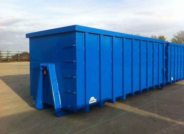Benne à déchets très lourds - Matex - IPN 180, écartement 1060 mm, fond acier S235, porte arrière deux vantaux_0