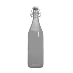 Bouteille à limonade avec son bouchon mécanique 1 l gris fumé -  100 cl Rond Verre Bormioli Rocco - gris verre 8004360068535_0