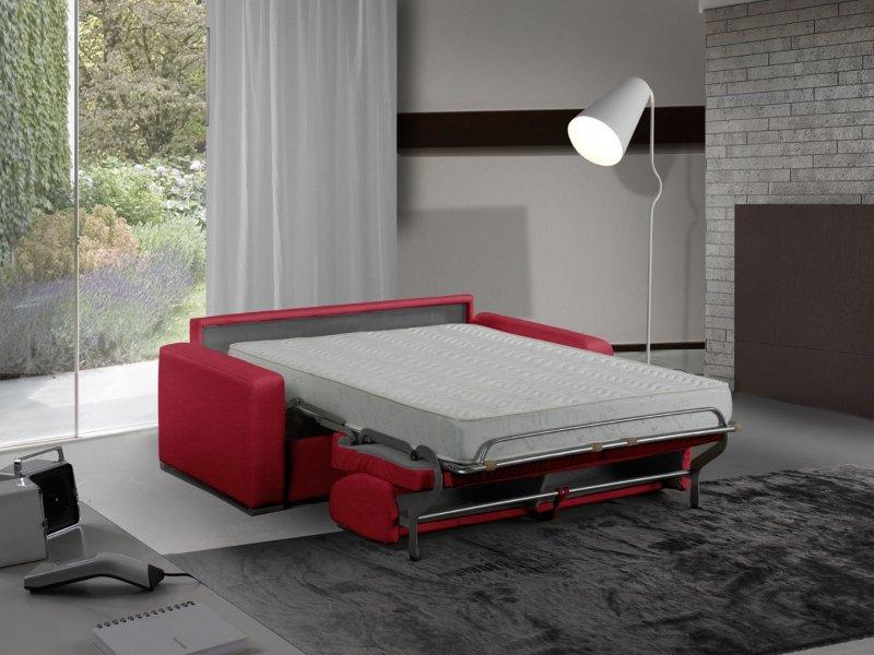 CANAPÉ LIT 3 PLACES MASTER CONVERTIBLE EXPRESS 140 CM TWEED CROSS ROUGE MATELAS 18 CM INCLUS_0