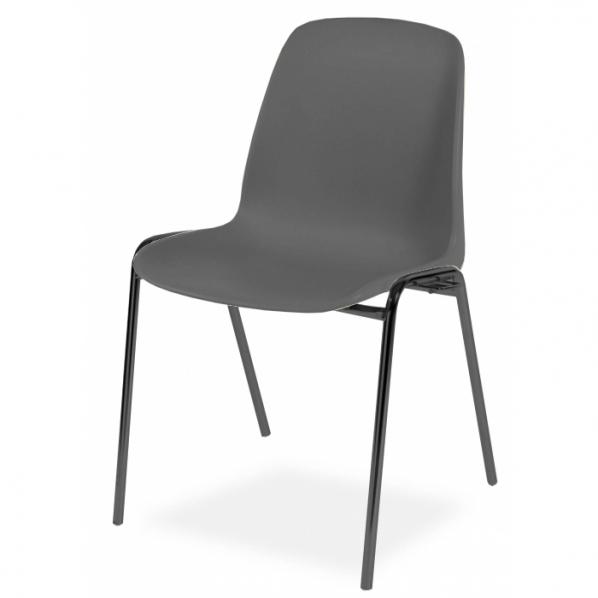 Chaise coque accrochable pieds epoxy noir Gris anthracite_0