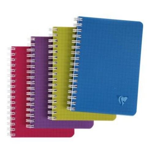 Clairefontaine Lot de 10 Carnet Linicolor Intensive 9x14, 100p./50 feuilles 90 g/m² reliure intégrale, couv. Polypro assortis, quadrillé 5x5 - 3329_0