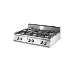 Virtus group Cuisinière à Gaz à 6 Brûleurs Chaque 6 Kw, Plateau de Travail Emboutie - Virtus - VS70120PCGST - 7864848905759_0