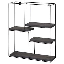 Décoshop26 - Étagère murale suspendue 4 niveaux en métal et bois gris foncé design industriel 51 x 40 x 11 cm 04_0008665 - gris 3000262667222_0