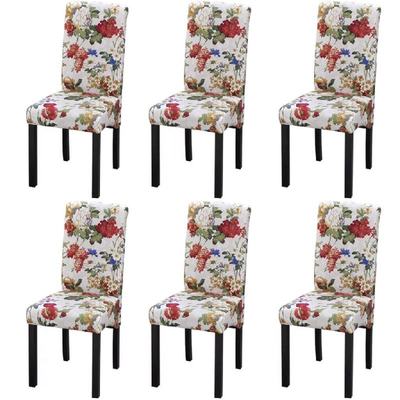Décoshop26 - Lot de 6 chaises de salle à manger cuisine design rétro tissu multicolore CDS022656 - 3000029451538_0