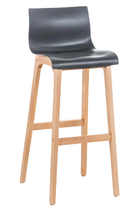 Décoshop26 - Tabouret de bar design scandinave x1 structure de 4 pieds en bois assise en plastique gris 10_0004944 - gris 3000252370538_0