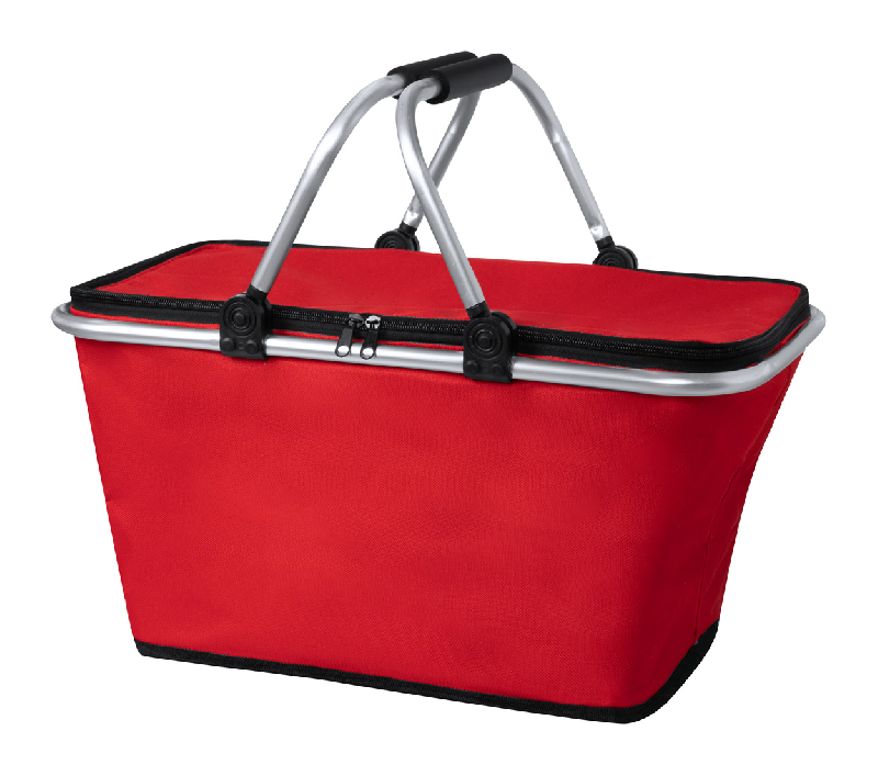 Glacière pique-nique pliable - cadre en aluminium - poignées rembourrées - polyester 600D - couleur rouge - poids 575g_0