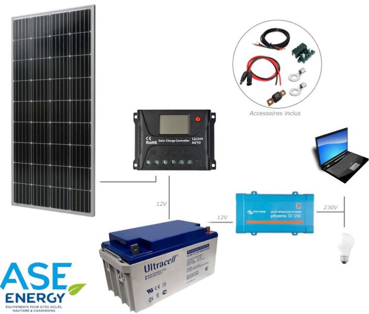 Kit solaire autonome 180w 12v-230v_0