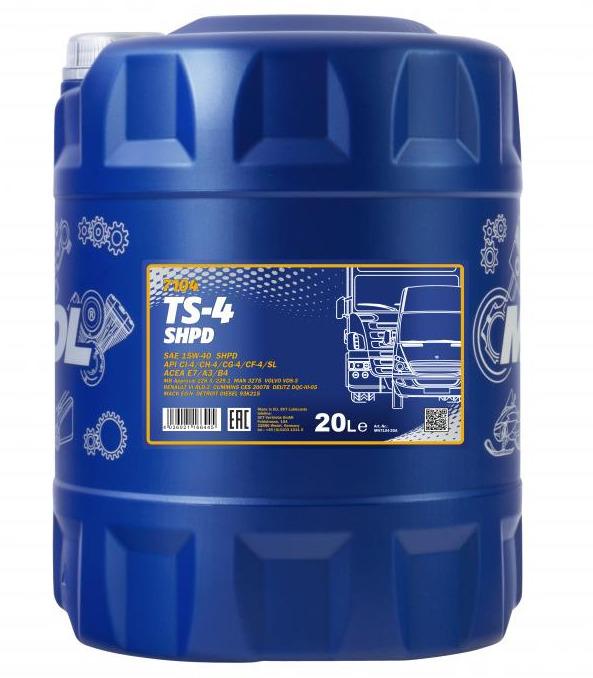 MANNOL - Huile moteur 15W40 - TS-4 SHPD - 20L - MN7104-20 - ACEA A3/B4 - API CI-4_0