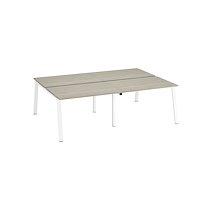 Pôle de 4 bureaux droits chêne gris L 120 x P 80 cm piétement métal blanc - Arch_0