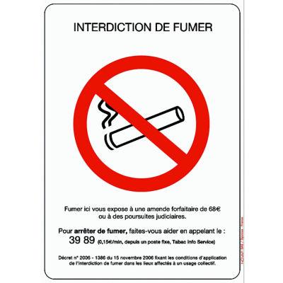 Panneau interdiction de fumer 14,8 x 21 cm PVC_0