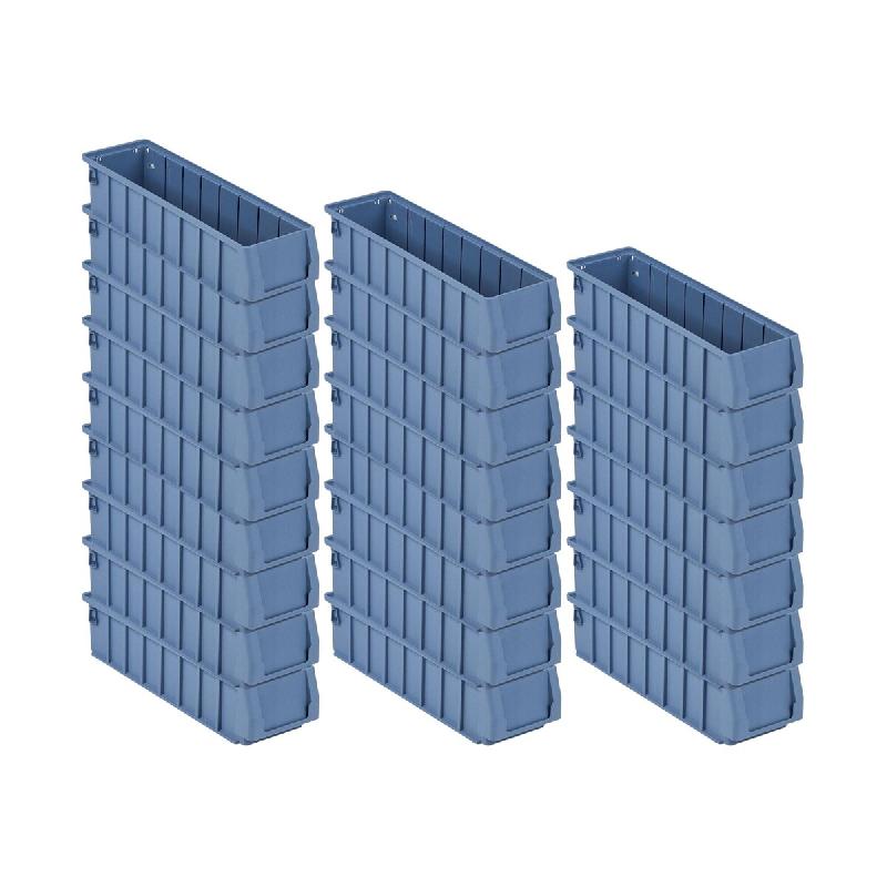 PROREGAL 24x Bac à étagères 400 SN avec étiquette & capot de protection | HxLxP 9x11,7x40cm, 2,7L | Bac à bec - bleu plastique RMK36-28_0