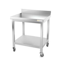 Table de travail en inox 800 x 700 mm adossée sur roulettes / GOLDINOX - inox 3701770802333_0