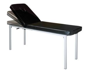Table de massage fixe éco - Hauteur fixe, dossier réglable, structure acier blanc laqué, coloris noir_0