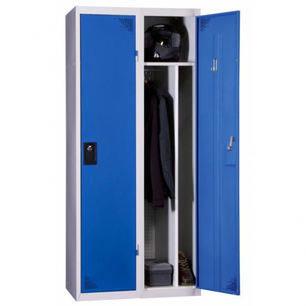 Vestiaire industrie salissante 2 cases monobloc bleu - conforme norme AFNOR D 65-760 - Rolléco_0