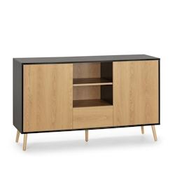 VS Venta-stock Buffet Apolo 2 portes 1 tiroir, coloris noir/bois - noir Bois manufacturé I24062_0