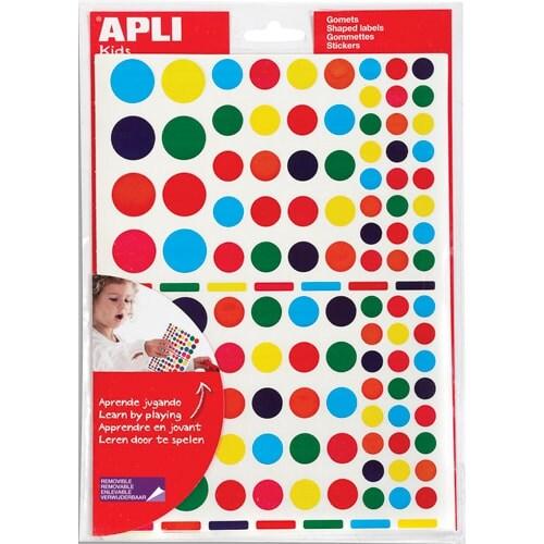 Apli Lot de 5 Etui de 2080 gommettes Ronds, coloris assortis (8) - 3270241016338_0