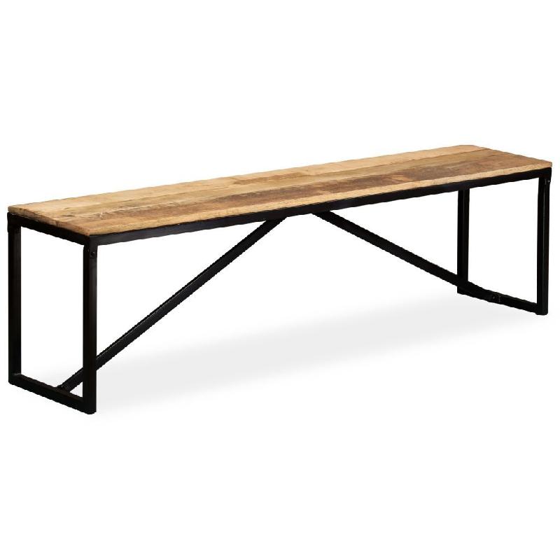 Banquette pouf tabouret - Banc bois de manguier massif 160 cm avec pieds en acier - Style industriel vintage_0