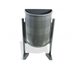 Corbeille publique Barcelona demi-ronde 30L - finition peinture, vidage facile_0