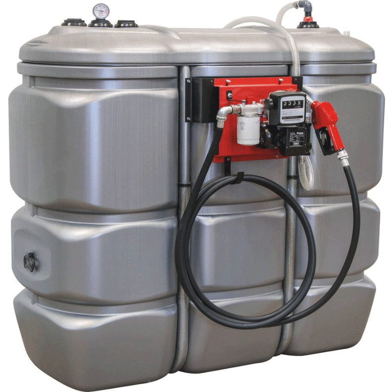 Cuve de stockage gasoil PEHD 1500L DRAKKAR - double paroi, pré-montée avec pompe, détecteur de fuite et accessoires_0