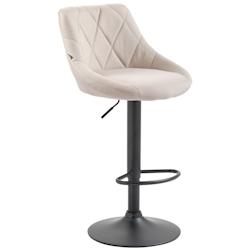 Décoshop26 - Tabouret de bar chaise haute x 1 avec coutures décoratives assise en tissu crème pieds métal noir 10_0005088 - noir 3000252455341_0