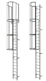 Échelle à crinoline d'accès sécurité - Aluminium - Configurations frontale/latérale - Conforme NF E 85-016_0
