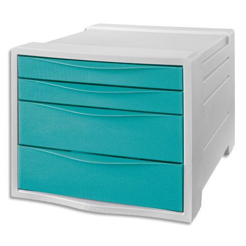 Esselte - Bloc de classement 4 tiroirs Colour'Breeze bleu - Dimensions 24,5x36,5x28,5 cm - Polystyrène haute qualité_0