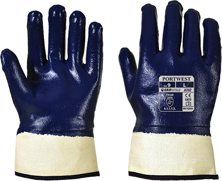 Gant nitrile tout enduit manchette marine a302, l_0