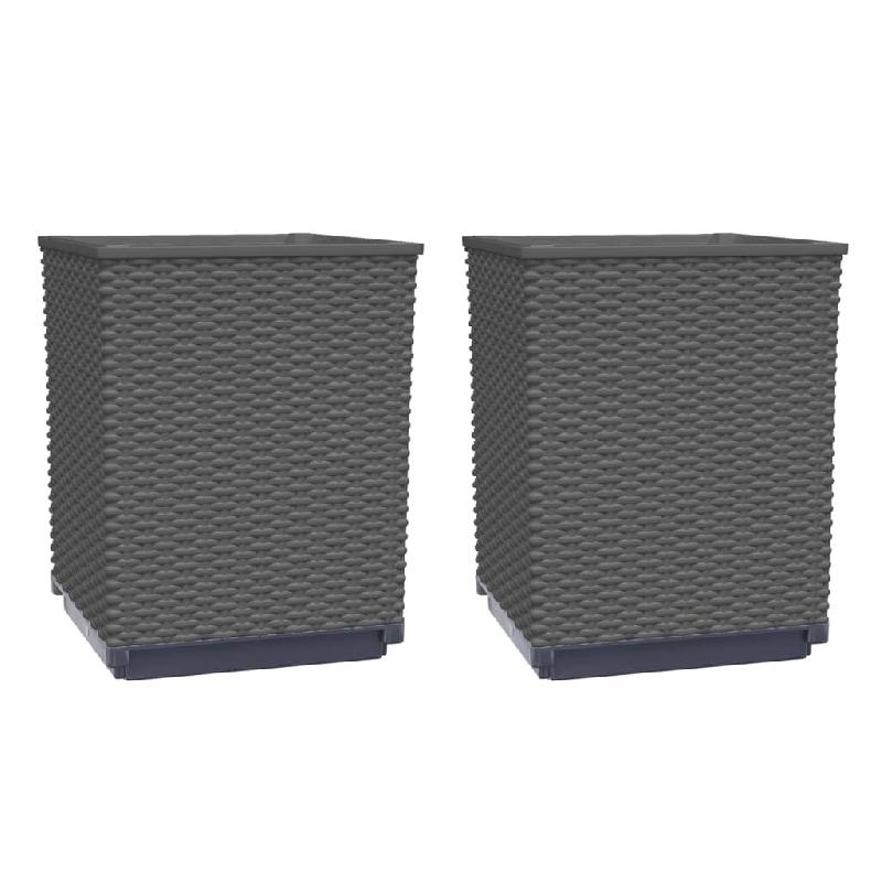 Helloshop26 - Jardinière bac lit surélevé plantes fleurs jardin terrasses lot de 2 30 x 30 x 37 cm polypropylène noir 02_0038926 - 3000218026967_0