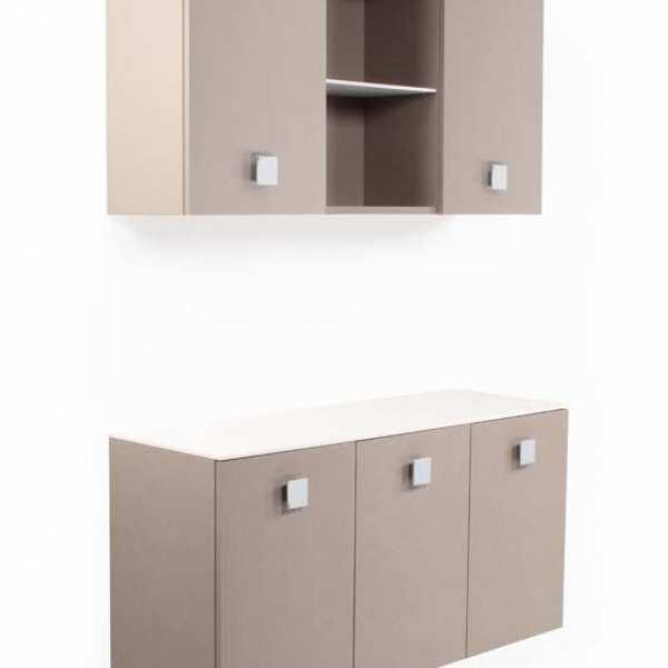 Laboratoire mural suspendu - Compilab B FK 300B - stratifié Jute 27 avec plan de travail hydrofuge blanc_0
