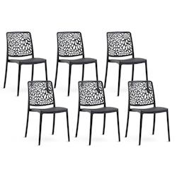 RATTATAN Set 6 Chaises Empilables en Polypropylène avec fibre de verre pour Jardin ou intérieur, hydrofuges et résistantes, design moderne - SOLE -_0
