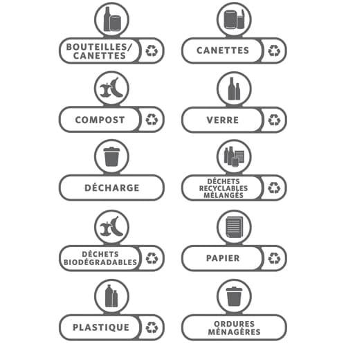 Rubbermaid - Jeu de 10 étiquettes adhésives blanches pour flux de déchets - Collecteur Slim Jim_0