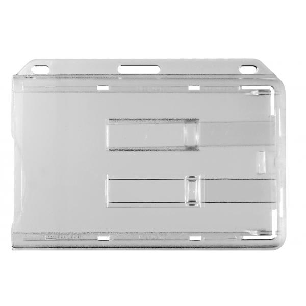 Porte-badge rigide SlideCard - pour 2 cartes avec poussoir glissière - transparent en polycarbonate_0
